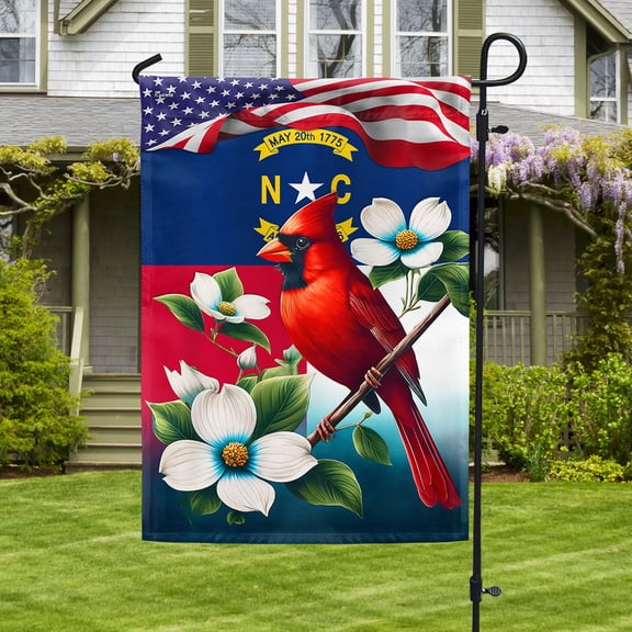 Garden Flag North Carolina State Dogwood Flower and Cardinal, Southern Pride, 12x18 POLE NOT INCLUDED
