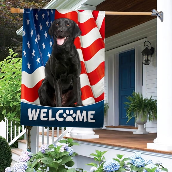 Garden Flag On American Black Labrador Dog 4th Of july On American, Holiday Pet, 12x18 POLE NOT INCLUDED