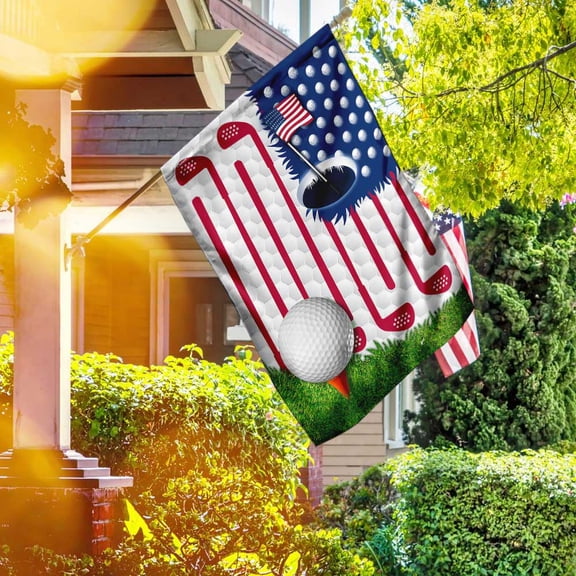 Garden Flag On American Golf, Sports Enthusiast Outdoor, 12x18 POLE NOT INCLUDED