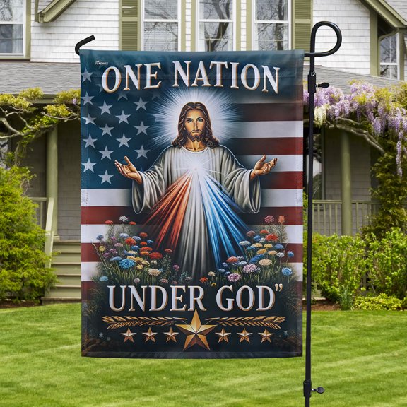 Garden Flag One Nation Under God Jesus, Religious Patriotic, 12x18 POLE NOT INCLUDED