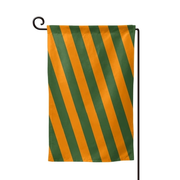 Garden Flag Orange Green Stripe Double Sided Small Yard Holiday Garden Flag for Outside Decor 12.5x18 Inch Square