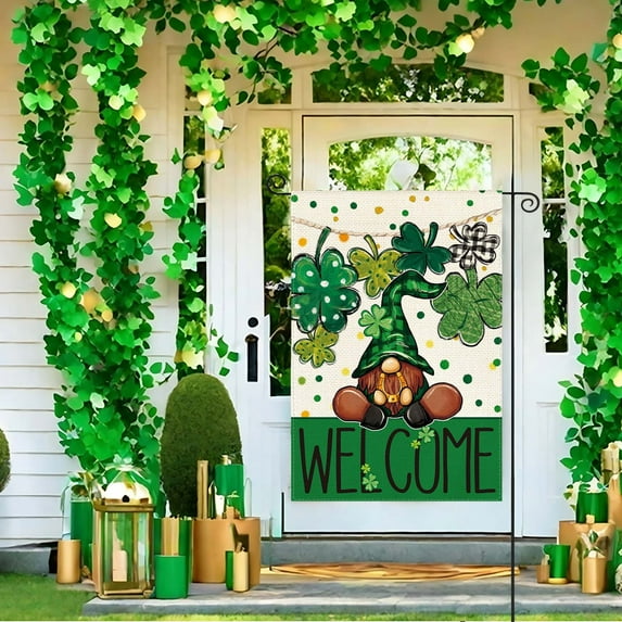 Garden Flag Outdoor St. Patrick'S Day Garden Flag Four-Leaf Flags For Outside