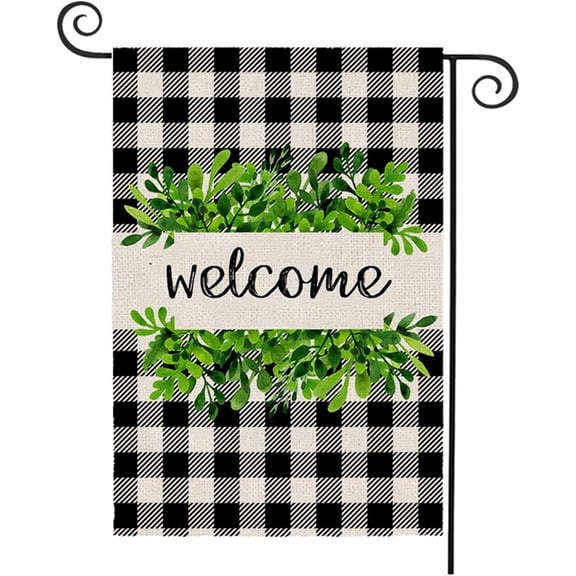 Garden Flag for Outside Buffalo Plaid Check Welcome Flags Small 12x18 Inch Double Sided Yard Flag for Spring Winter Home House Outdoor Farmhouse Decor