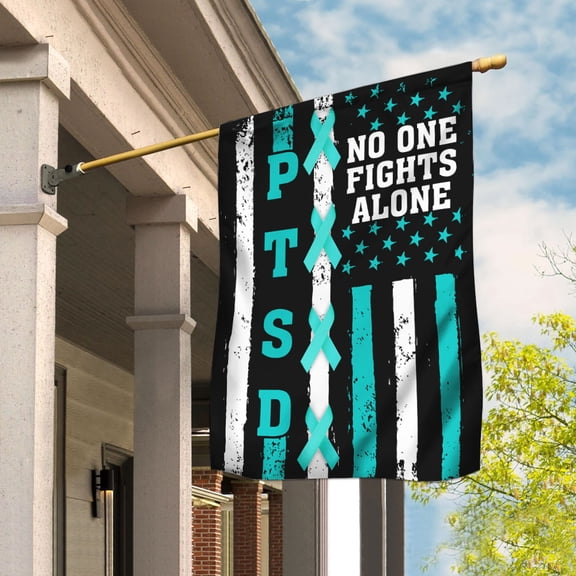 Garden Flag PTSD Awareness No One Fights Alone, Advocacy Support, 12x18 POLE NOT INCLUDED