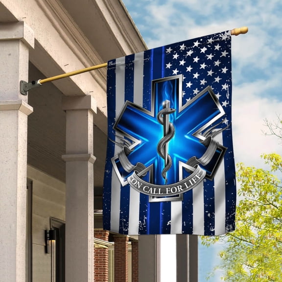 Garden Flag Paramedic Call On For Life, First Responder, 12x18 POLE NOT INCLUDED