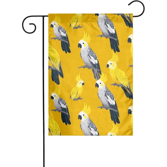 Garden Flag Parrot Crested Yellow Print Thick Wear-Resistant Polyester 12x18 Inch