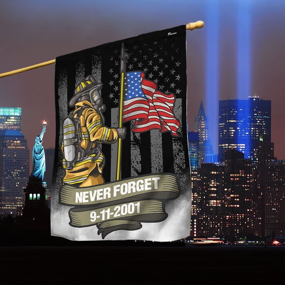 Garden Flag Patriot Day 911 Never Forget NYC Firefighters, Hero Memorial, 12x18 POLE NOT INCLUDED