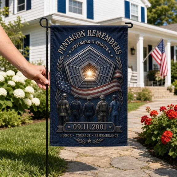 Garden Flag Pentagon Remembers 9/11 Tribute for Yard Display Patriot Day First Responders