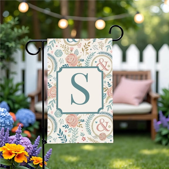 Garden Flag Personalized Bird Flag Spring Songbird Monogram Custom Initial Floral V362, 12x18 POLE NOT INCLUDED