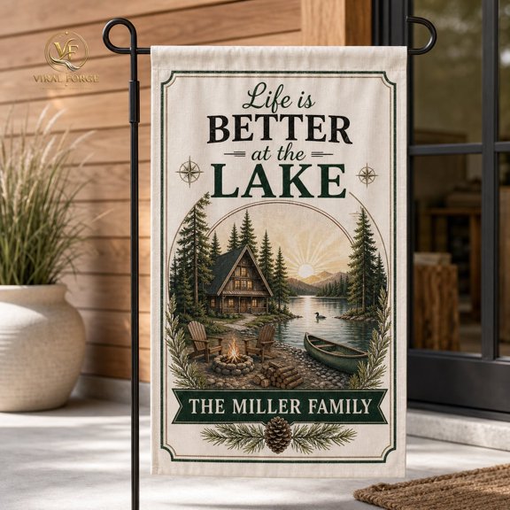 Garden Flag Personalized Lake House Polyester Porch Decor Family Gift