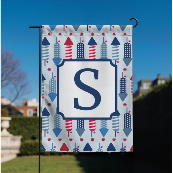 Garden Flag Personalized Navy Monogram Flag Custom Initial Elegant Front Yard Decor V341, 12x18 POLE NOT INCLUDED