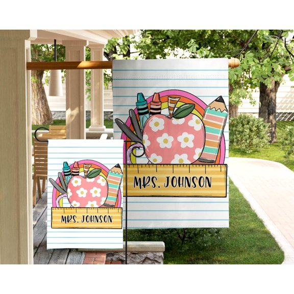 Garden Flag Personalized Teacher Flag Custom Classroom Decor Teacher Appreciation Back to School V134, 12x18 POLE NOT INCLUDED
