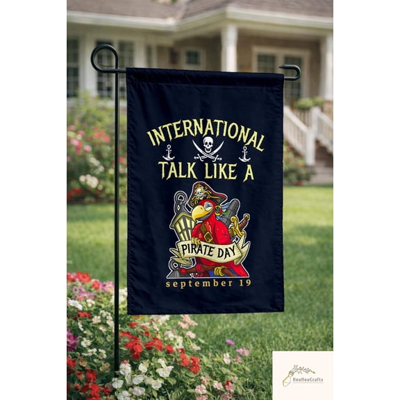 Garden Flag Pirate Theme Talk Like a Pirate Day September V684, 12x18 POLE NOT INCLUDED