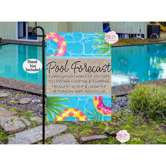 Garden Flag Pool Rules Coastal Beach Backyard Water Safety Porch Decoration, 12x18 POLE NOT INCLUDED