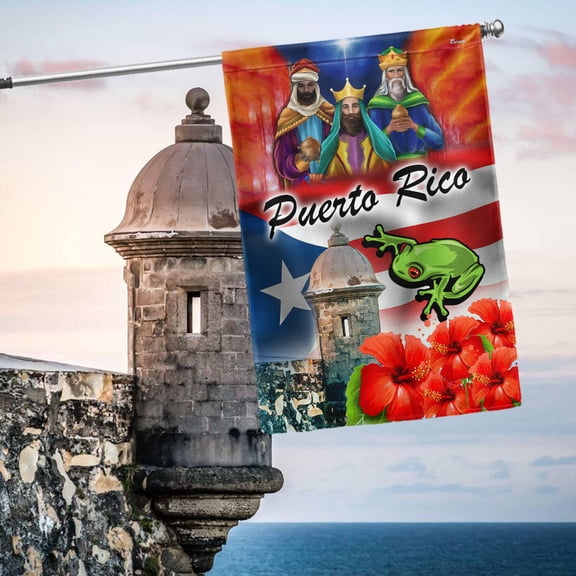 Garden Flag Puerto Rico Three Kings and El Morro Castle, Cultural, 12x18 POLE NOT INCLUDED