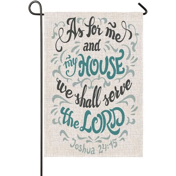 Garden Flag Quote Small Yard Flag 12X18 Inch Fade Resistant Double Sided Vertical Great For Holiday Outdoor Decoration As For Me And My House We Shall Serve Hope Faith Pray