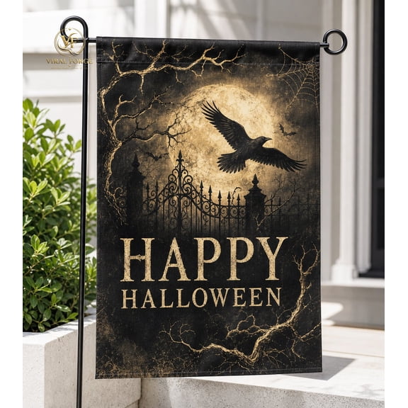Garden Flag Raven on Tree Gothic Halloween Decor Outdoor Yard