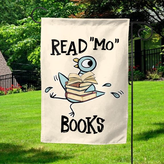 Garden Flag Read Mo Book Elephant Pigeon Classroom Back to School V486, 12x18 POLE NOT INCLUDED