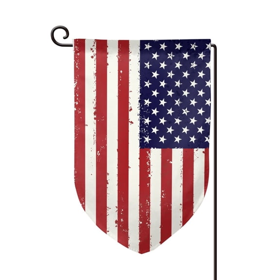 Garden Flag Retro America Flag Double Sided Small Yard Holiday Garden Flag for Outside Decor 12.5x18 Inch Fillet