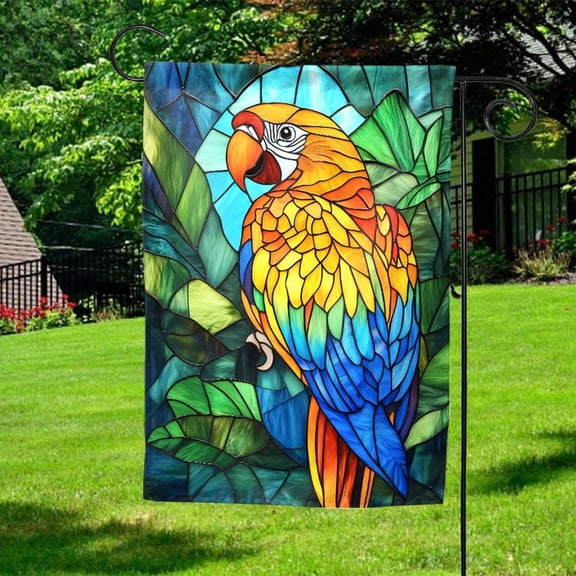 Garden Flag Scarlet Red Macaw Parrot Look Exotic Bird V419, 12x18 POLE NOT INCLUDED