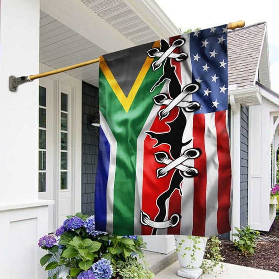 Garden Flag South African On American, Dual Heritage National, 12x18 POLE NOT INCLUDED