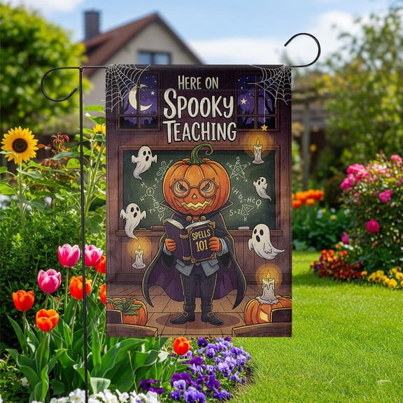 Garden Flag Spooky Teaching Flag Pumpkin Classroom Math Outdoor Decoration, 12x18 POLE NOT INCLUDED