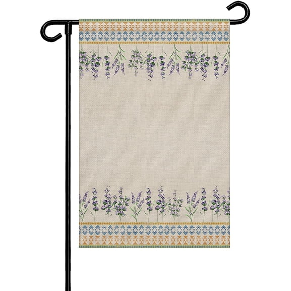 Garden Flag Spring Lavender Flower Garden Flags for Outside Vintage Floral Garden Flags 12x18 Double Sided Small Garden Flags for Outside Yard Garden Lawn Holiday House Decorations