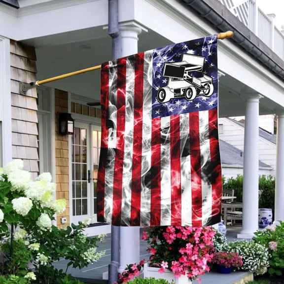 Garden Flag Sprint Car Racing On American U.S., Motorsports, 12x18 POLE NOT INCLUDED