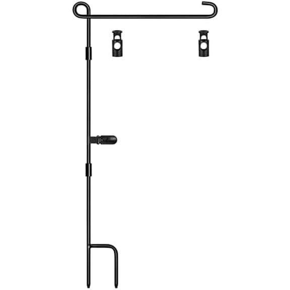 Garden Flag Stand,12x18 Garden Flag Holder for Lawn Yard,Premium Yard Sign Stakes Hanger with Clip and Two Stoppers,Metal Mini Banner Flagpole for Outside Christmas Memorial Labor Decorations