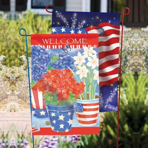 Garden Flag Stand, 2 assorted colors, Patriotic