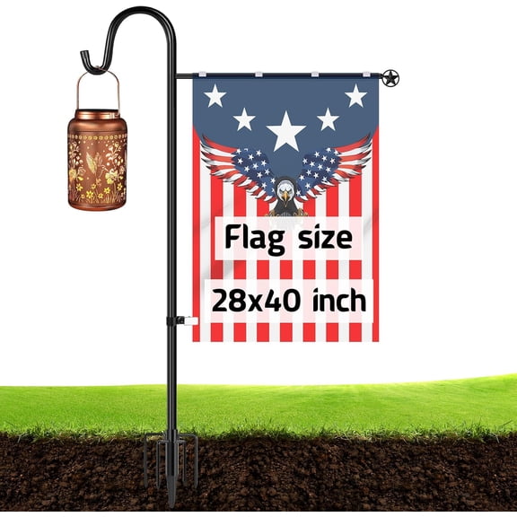 Garden Flag Stand, Heavy Duty Flag Pole Holder with Shepherd Hook for Yard Decoration, 60 INCH Sturdy Yard Flag Post Stake Outdoor Garden Flag Holder for 28''x40'' Flags (Without Flag)