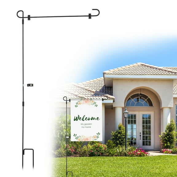 Garden Flag Stand Holder Pole 4 Pack 34 Inch Wrought Iron Flag Poles for 13-Inch Flags for Outside Double Flag, More Stable Yard Flag Stand Weather Proof, for Small Garden Flags