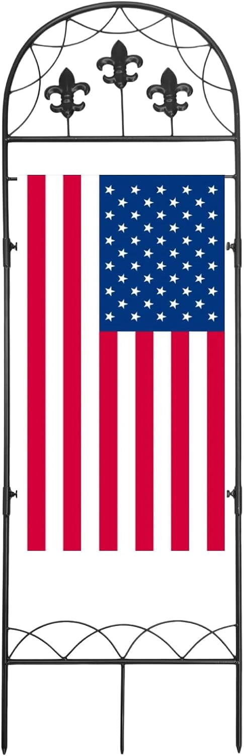 Garden Flag Stand, Metal Yard Holer, Fleur Style Decorative Pole Stake for Outside, Suit 12 * 24 inch Christmas (Flag Not Include)