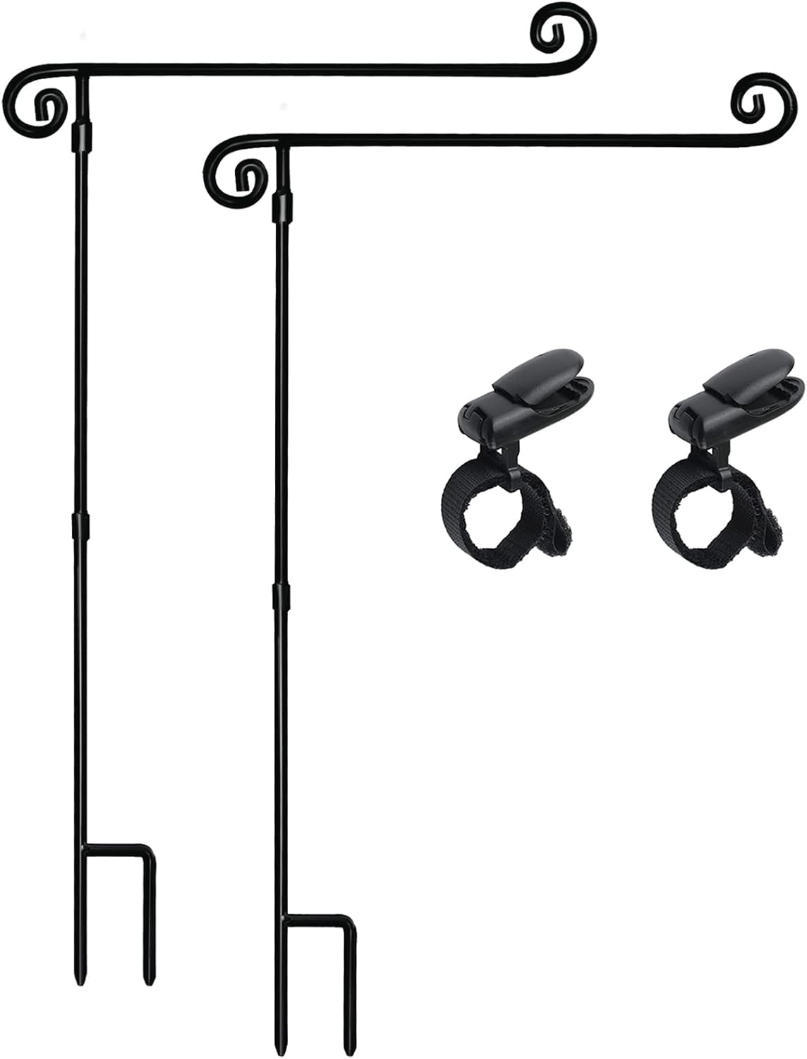 Garden Flag Stand, Yard Flag Holder,Garden Flag Hanger,Banner Pole with one Tiger Clip,Fall Decor for Outdoor Garden Lawn（2 Pack）