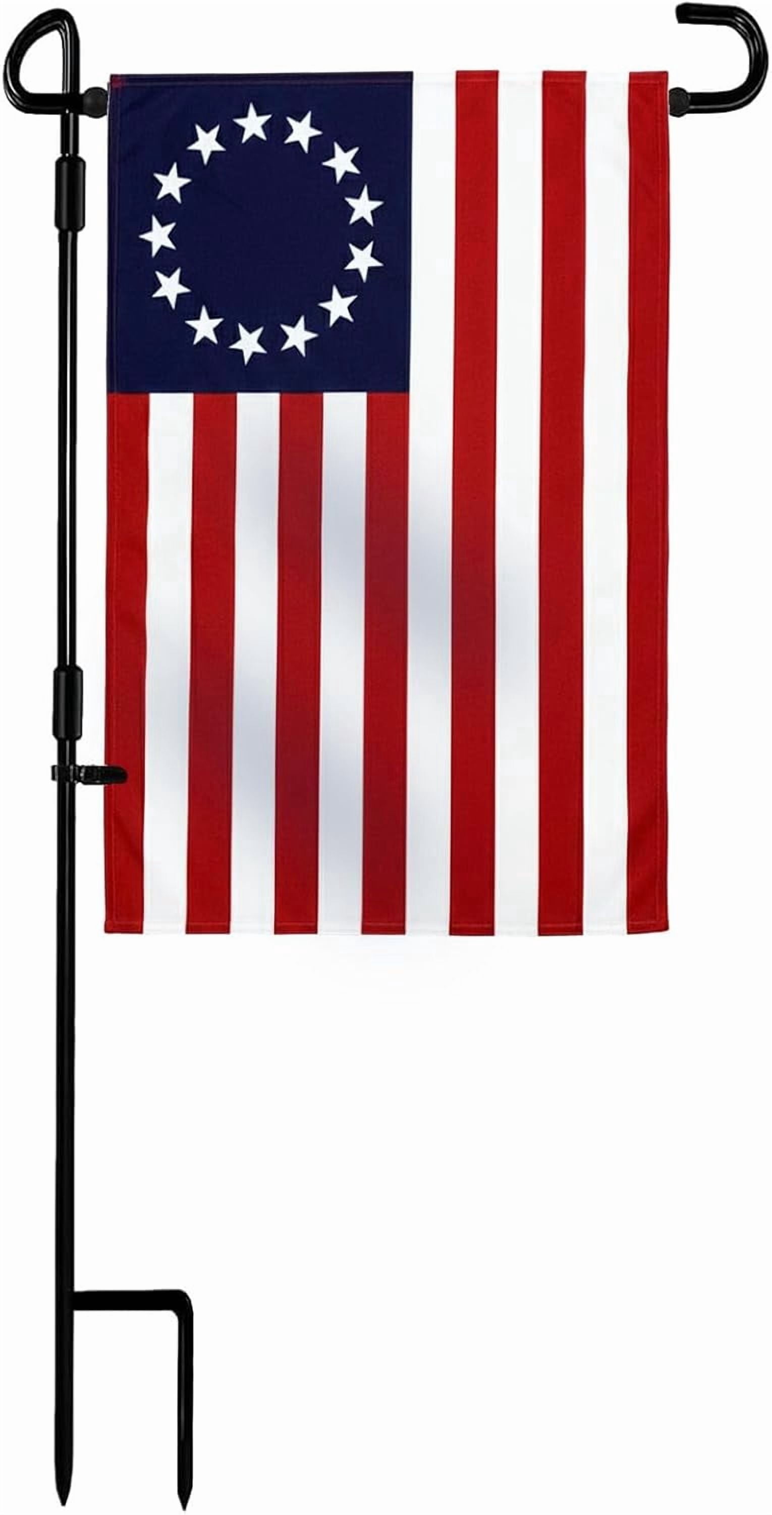 Garden Flag Stand with 13 Star Historical Flag, 12x18 Inch Metal Holder Set