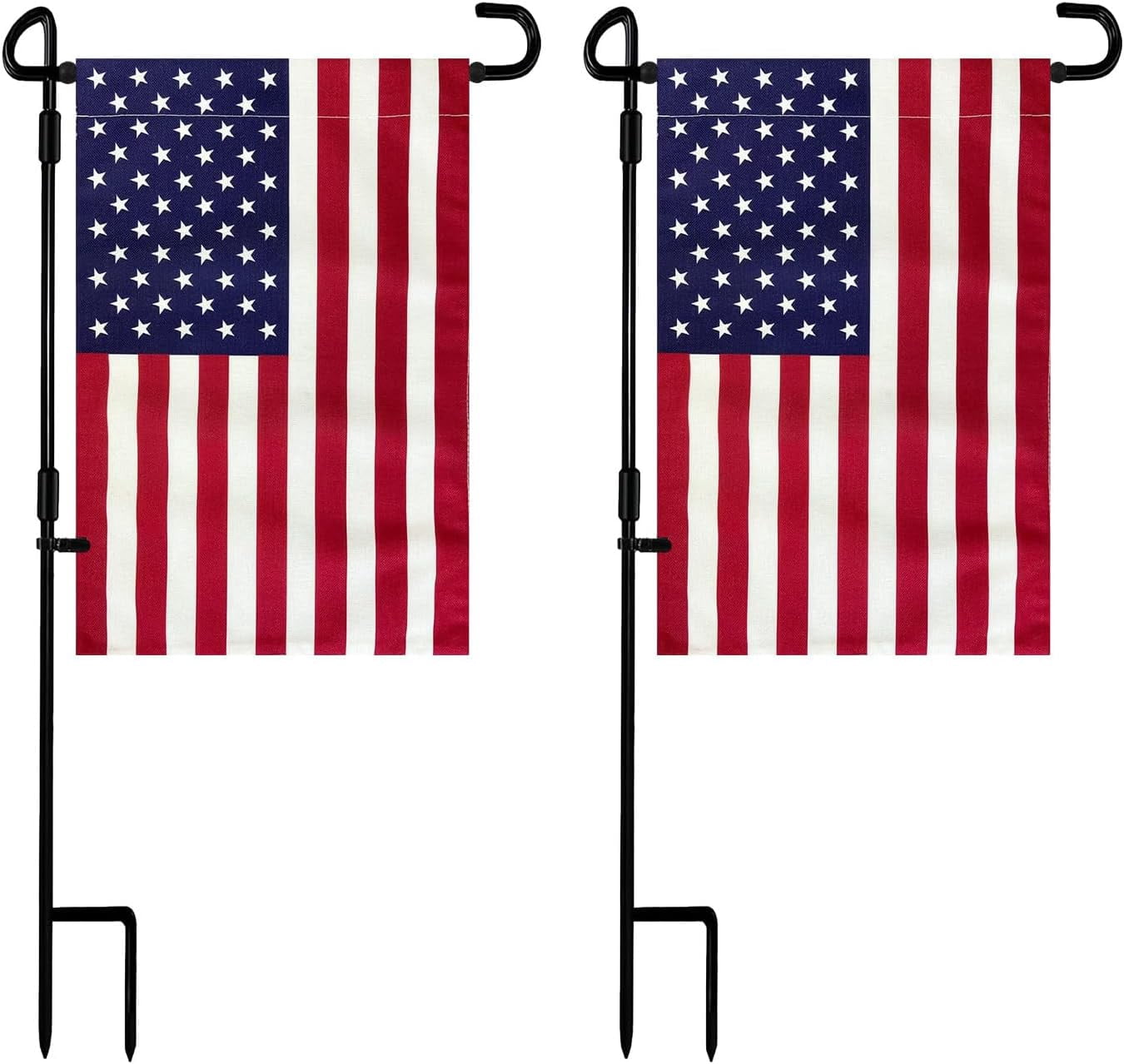 Garden Flag Stand with Fabric Flag (2 Pack), Metal Yard Holder and Flag Set