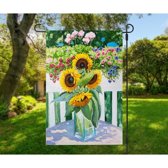 Garden Flag Sunflower Seasonal Outdoor Mini Small Spring Summer V237, 12x18 POLE NOT INCLUDED