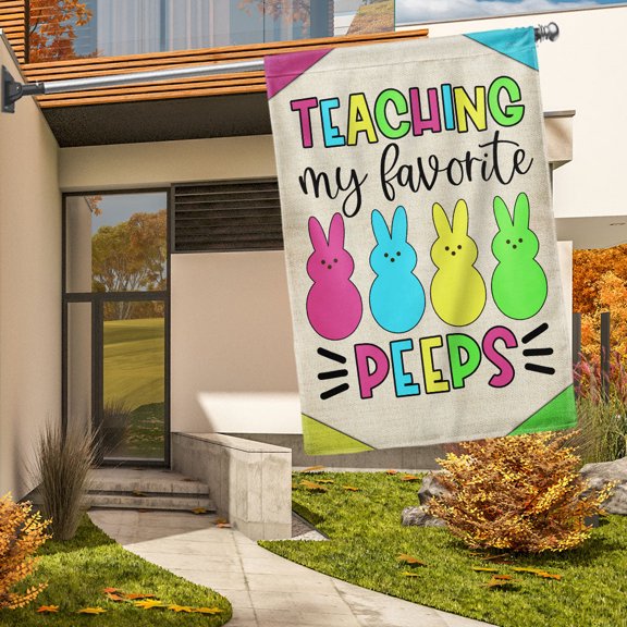 Garden Flag Teacher Easter Teaching My Favorite Peeps, Educational Humor, 12x18 POLE NOT INCLUDED