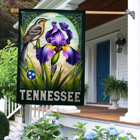 Garden Flag Tennessee State Mockingbird and Iris Flower, State Pride, 12x18 POLE NOT INCLUDED