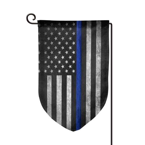 Garden Flag Thin Blue Line Flag Pattern Double Sided Small Yard Holiday Garden Flag for Outside Decor 12.5x18 Inch Fillet