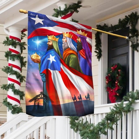 Garden Flag Three Kings Puerto Rico Epiphany Feliz dia de Reyes, Cultural, 12x18 POLE NOT INCLUDED