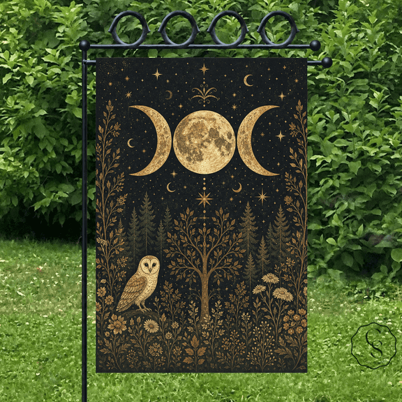 Garden Flag Triple Moon Goddess Outdoor Yard Decor for Pagan Home