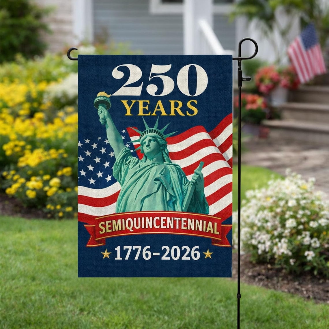 Garden Flag USA 250th Anniversary 1776 America 250th Semiquincentennial V652, 12x18 POLE NOT INCLUDED