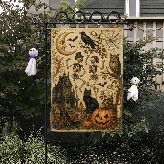 Garden Flag Victorian Halloween Gothic Yard Display for Front Porch Seasonal Decor