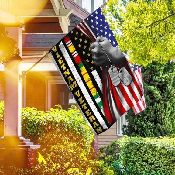 Garden Flag Vietnam Veteran On American, Veterans Day Tribute, 12x18 POLE NOT INCLUDED