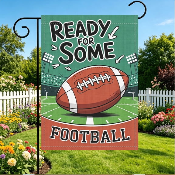 Garden Flag, Vintage Stadium Football Game Pattern,12x18 Inch,Double Sided Printed,Game Day Backyard Decor,No Flagpole