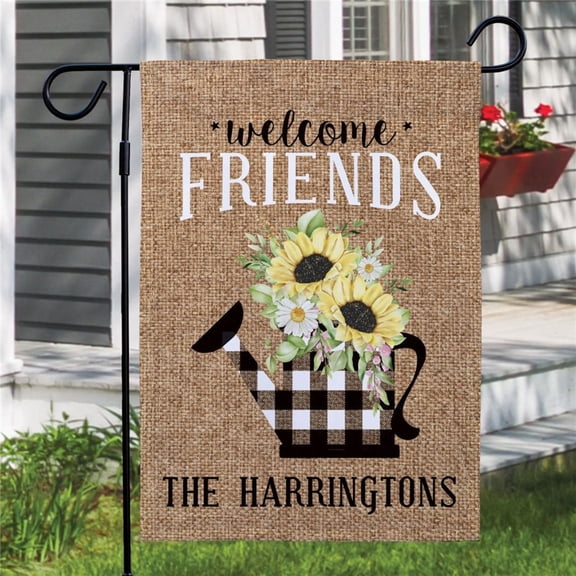 Garden Flag Welcome Friends Personalized Flag Custom Welcome Outdoor Summer Floral Housewarming V199, 12x18 POLE NOT INCLUDED