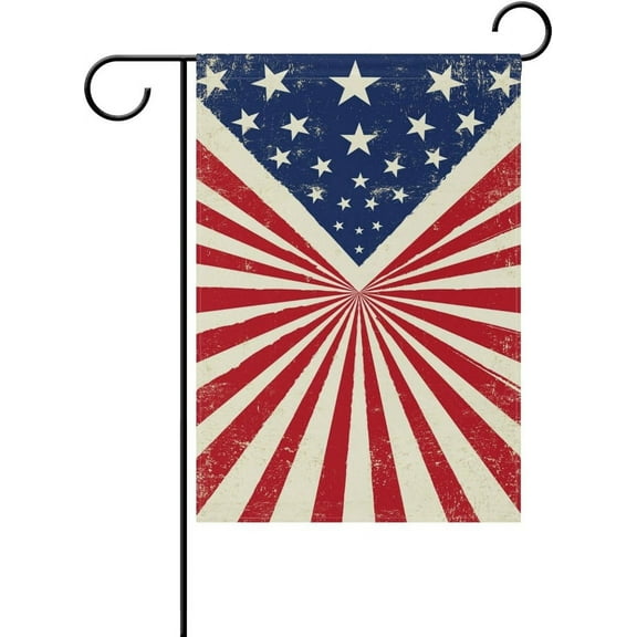 Garden Flag Yard Decoration, American Star Stripes Vintage Flag Texture Memorial Day Independence Day USA Flag Double-Sided Polyester House Banner for Home Anniversary Decor, 12" x 18"