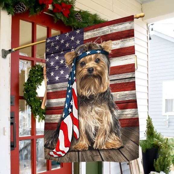 Garden Flag Yorkshire Terrier Dog Charming Dog, Pet Portrait, 12x18 POLE NOT INCLUDED