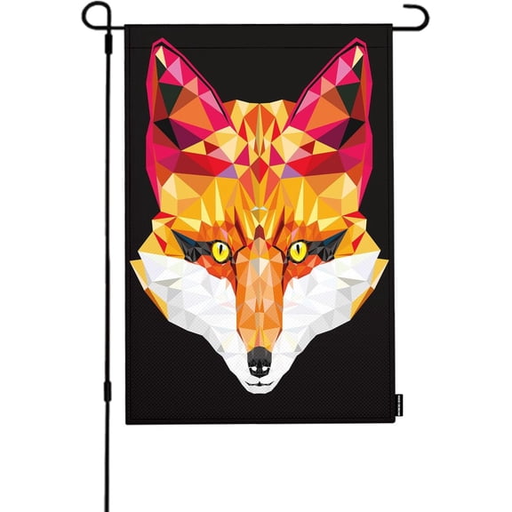 Garden Flag with Fox Head Geometric Mosaic Design 12.5 x 18 Inch Outdoor Farmhouse Yard Decoration